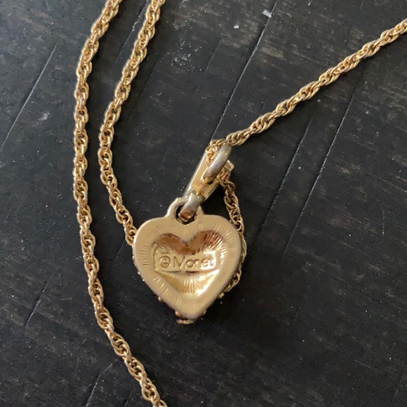 Vintage Monet rhinestone heart necklace - Picture 3 of 10
